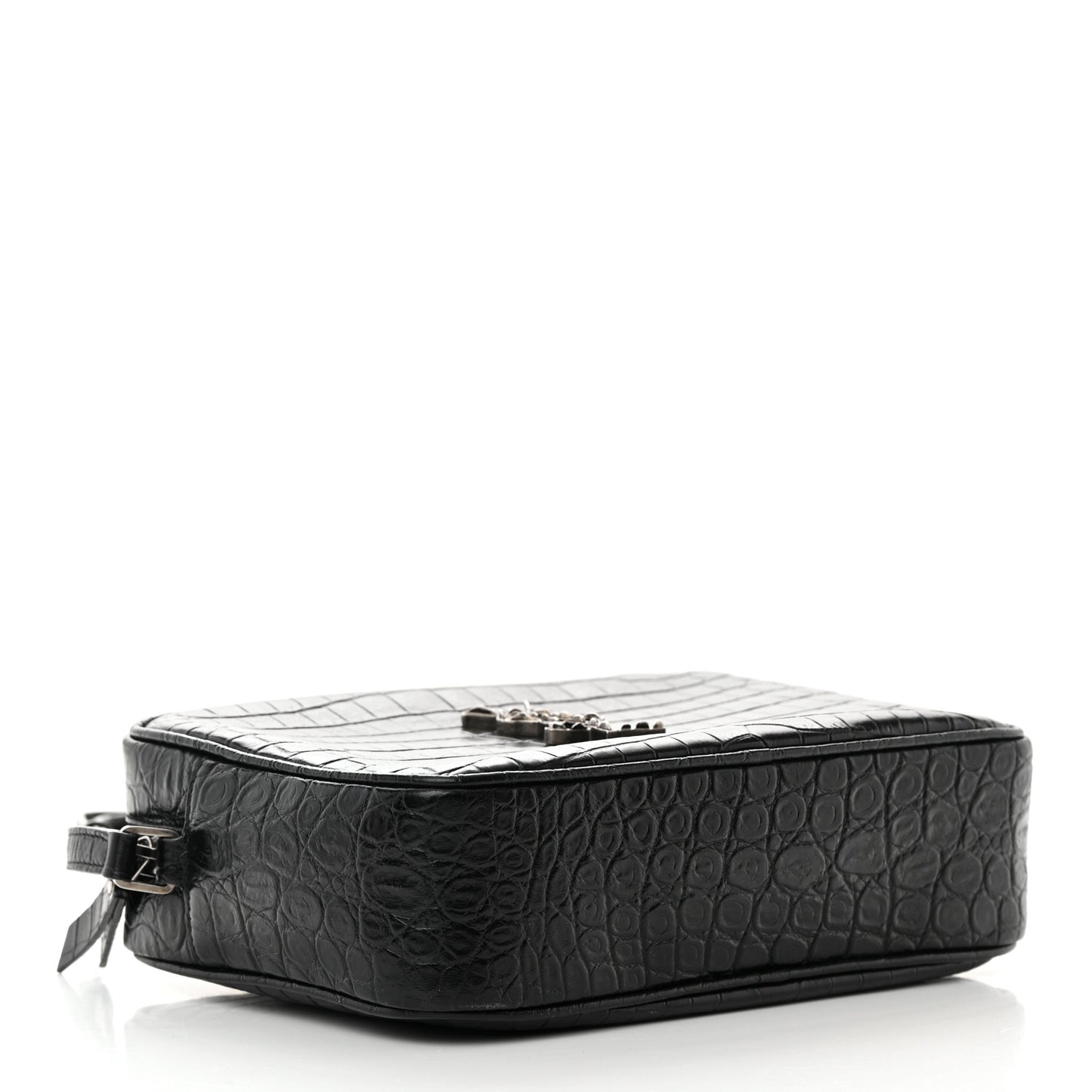 Calfskin Crocodile Embossed Monogram Lou Camera Bag Black