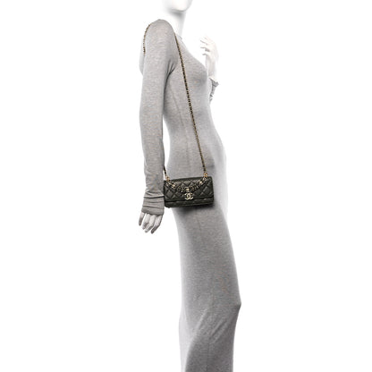 Chanel Caviar Quilted Coco First Phone Holder With Chain Khaki 3 of 10