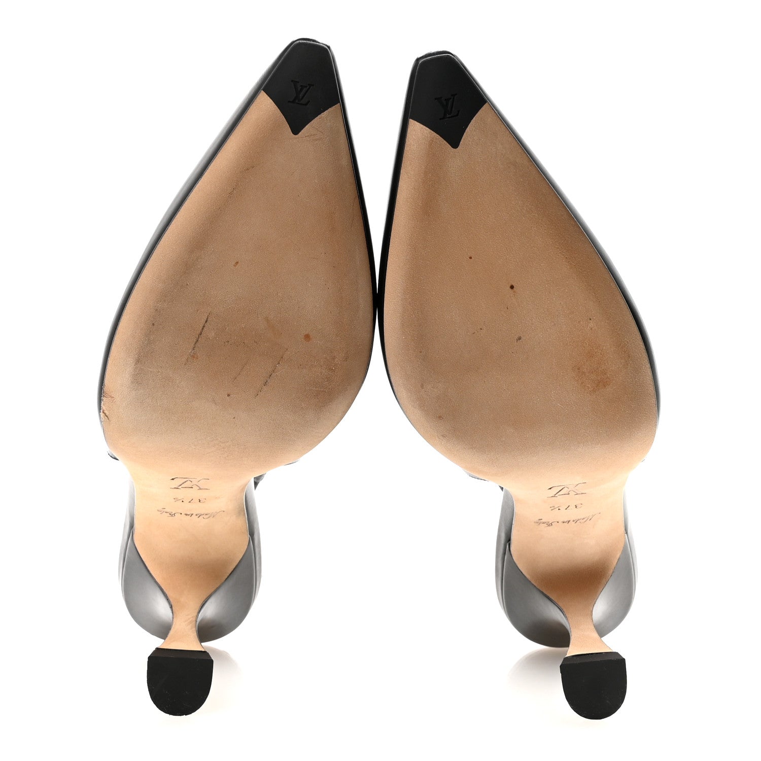 Louis Vuitton Calfskin Slingback Pumps 37.5 Black 6 of 9