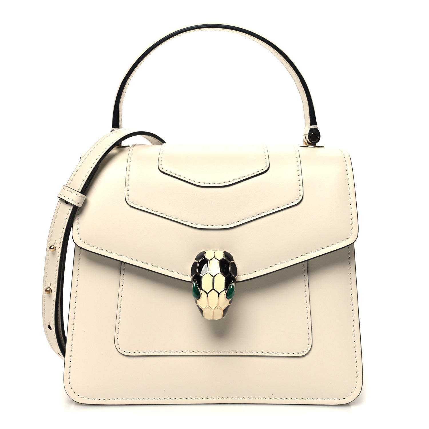 Bulgari Calfskin Serpenti Forever Top Handle White 3 of 11