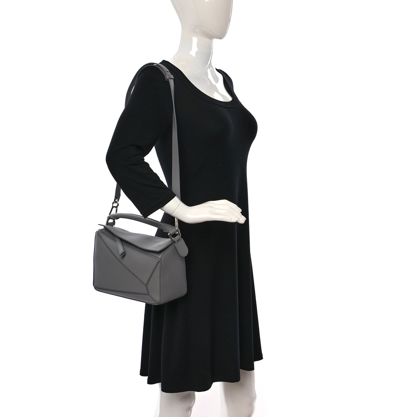 Calfskin Small Puzzle Bag Pearl Grey