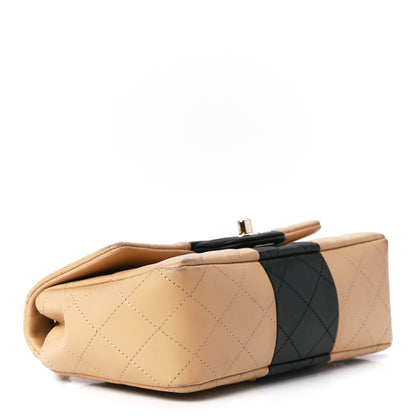 Chanel Lambskin Quilted Mini Rectangular Flap Beige Black 4 of 12