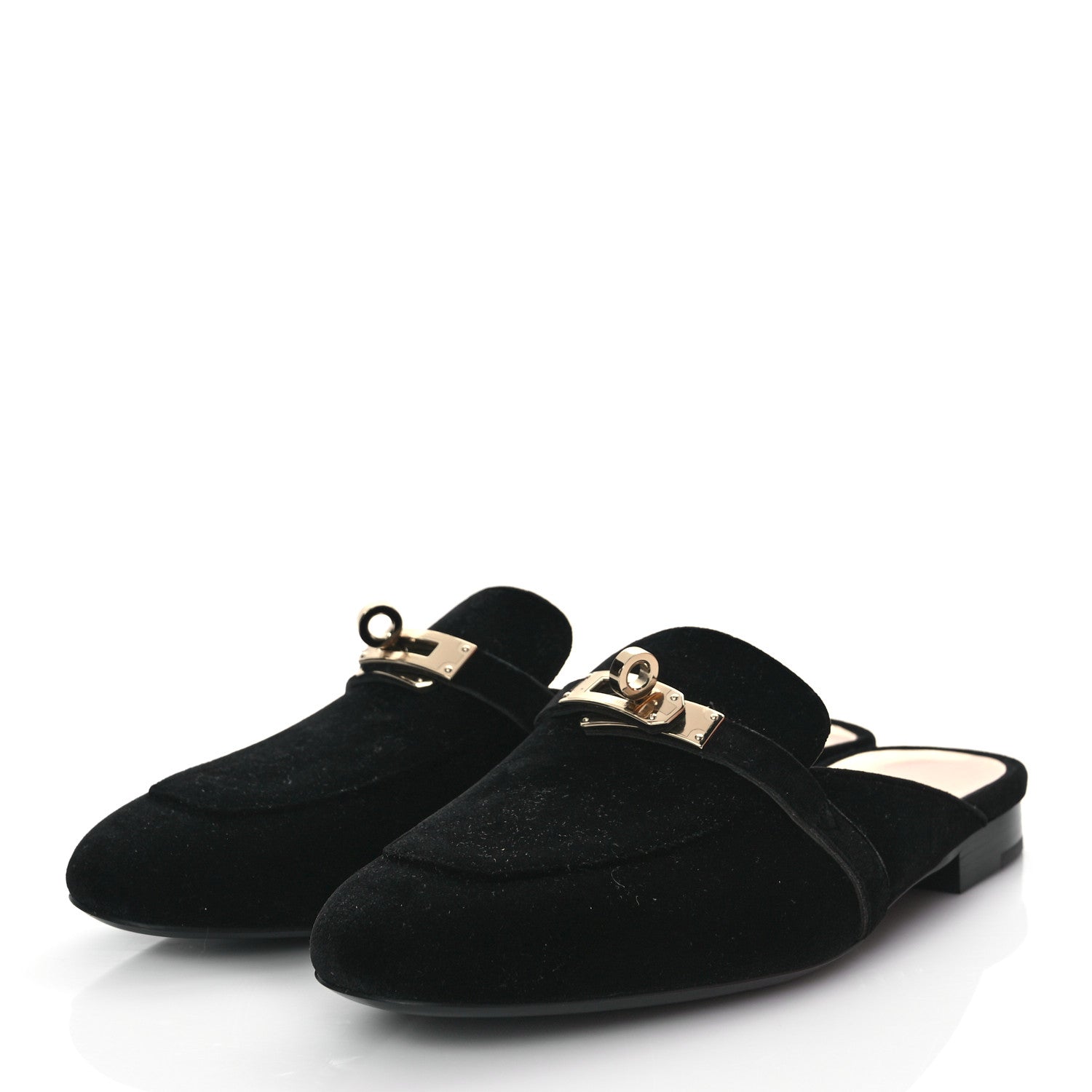 Hermes Velvet Goatskin Oz Mules 37 Black 3 of 9