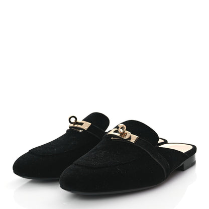 Hermes Velvet Goatskin Oz Mules 37 Black 3 of 9