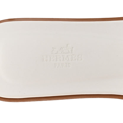 Hermes Box Calfskin Oran Sandals 39 White 7 of 8