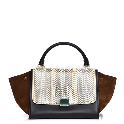Celine Cobra Calfskin Suede Small Tri-Color Trapeze Natural 1 of 7