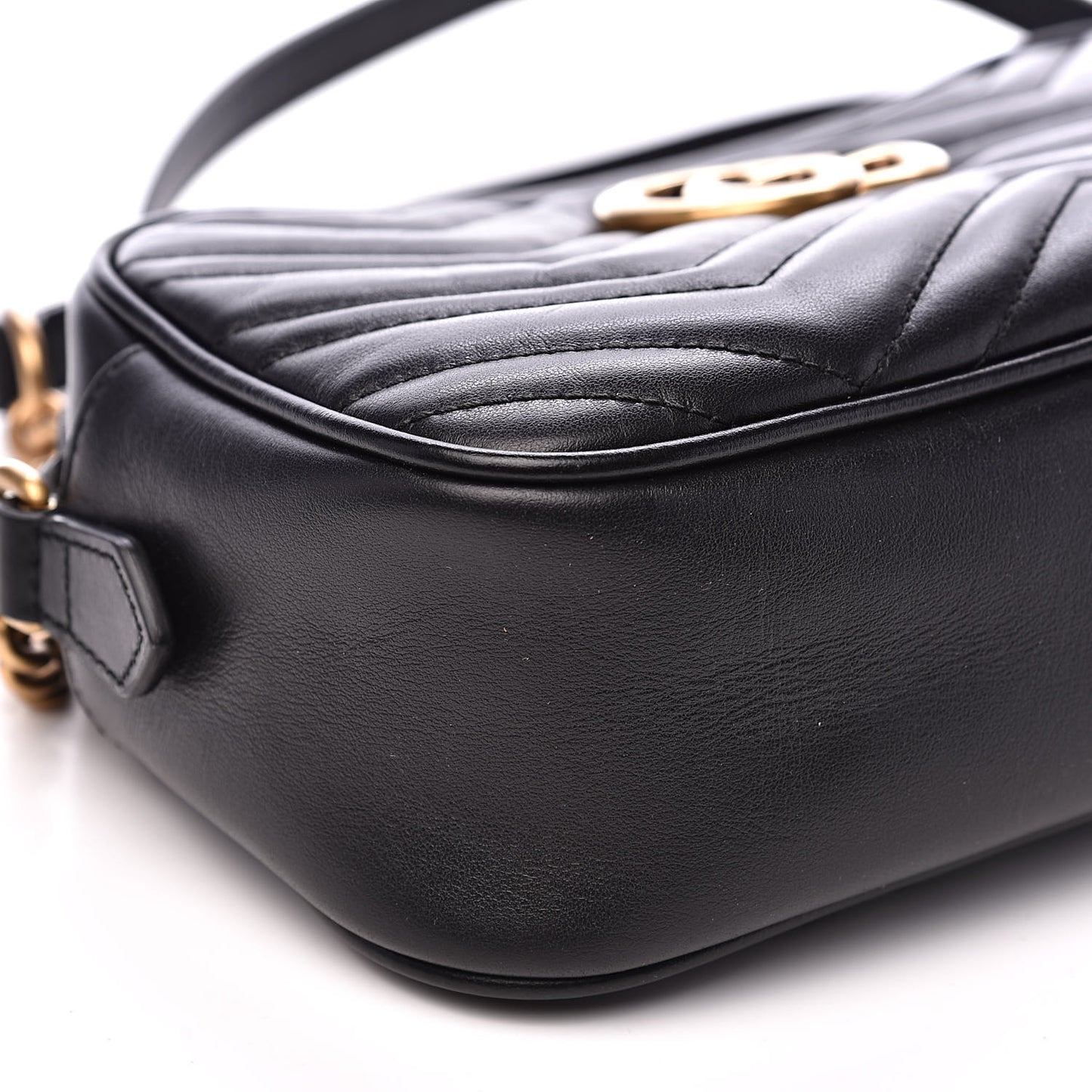 Calfskin Matelasse Small GG Marmont Chain Shoulder Bag Black