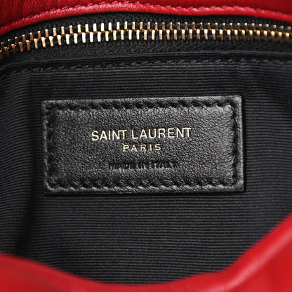 Saint Laurent Lambskin Quilted Medium Loulou Puffer Monogram Chain Satchel Opyum Red 6 of 8