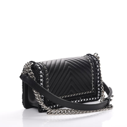 Chanel Calfskin Chevron Tweed Medium Boy Flap Black 3 of 8