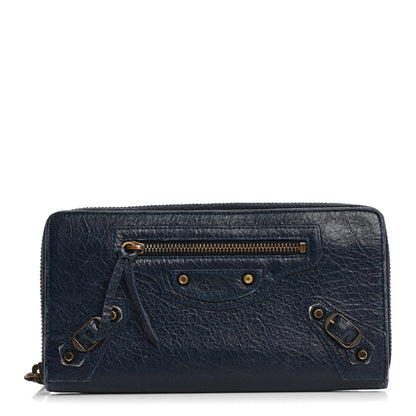 Balenciaga Agneau Classic Hardware Continental Zip Around Wallet Bleu Obscur 1 of 14