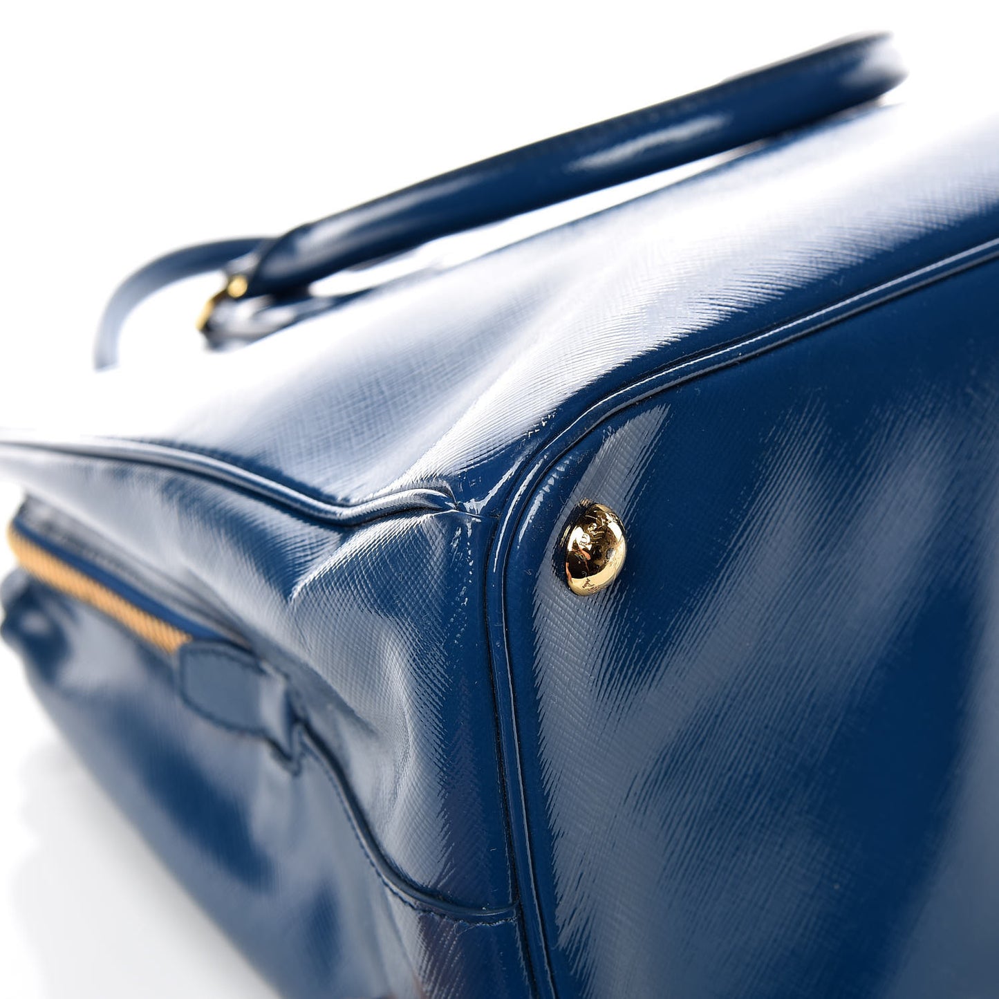 Saffiano Vernice Shopping Tote Azzurro