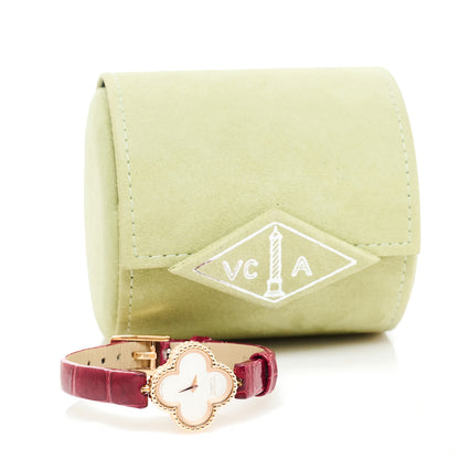 Van Cleef & Arpels 18K Rose Gold Alligator Mother Of Pearl 23mm Sweet Alhambra Quartz Watch 6 of 6