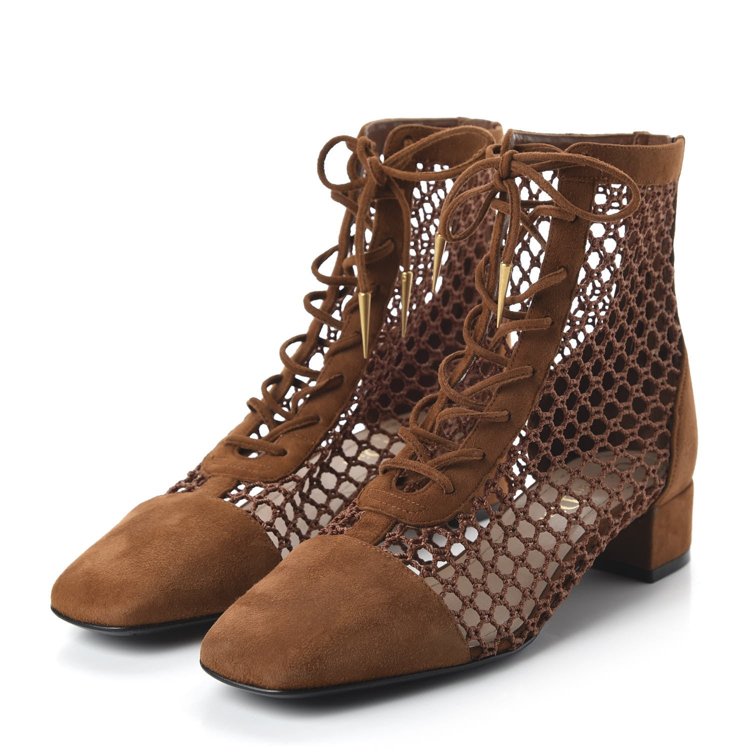 Christian Dior Suede Resille Naughtily-D 30mm Ankle Boots 35 Golden Brown 3 of 9