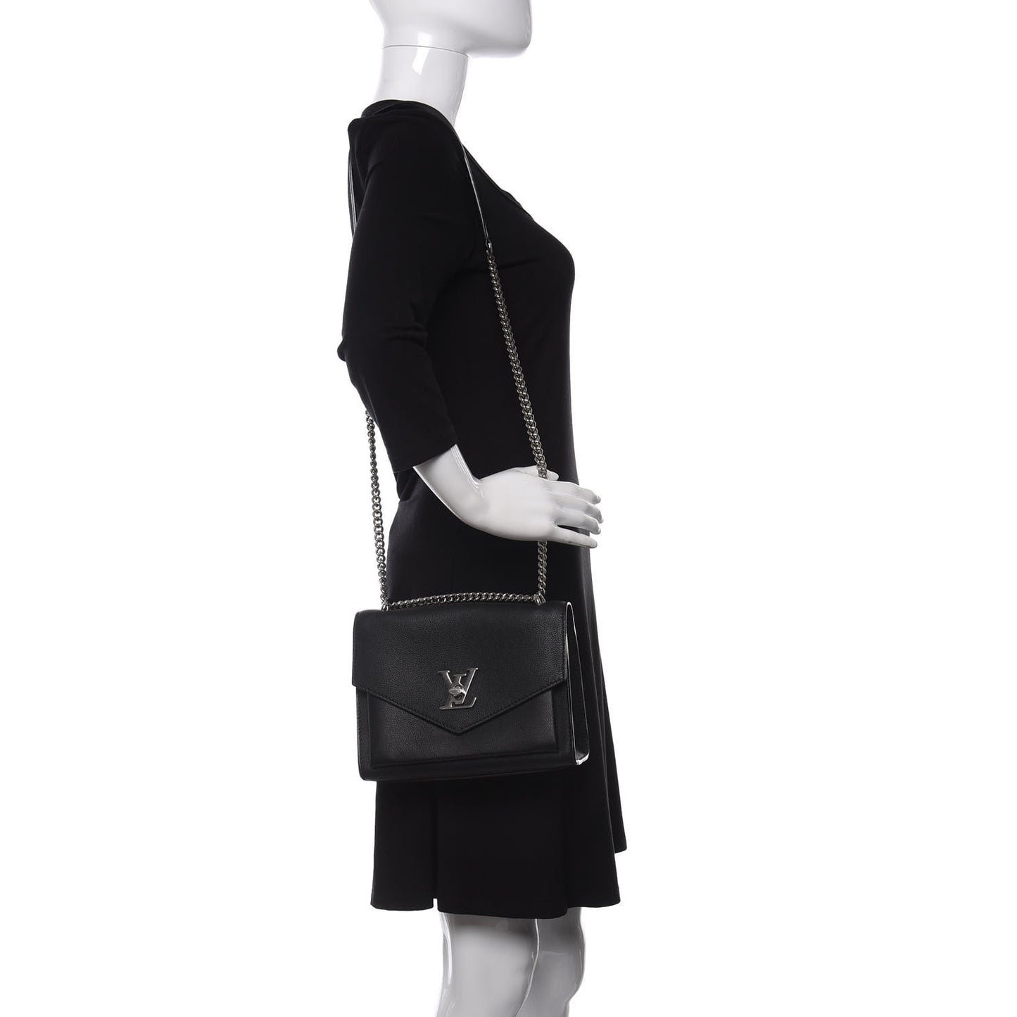 Soft Calfskin My Lockme Chain Bag BB Black