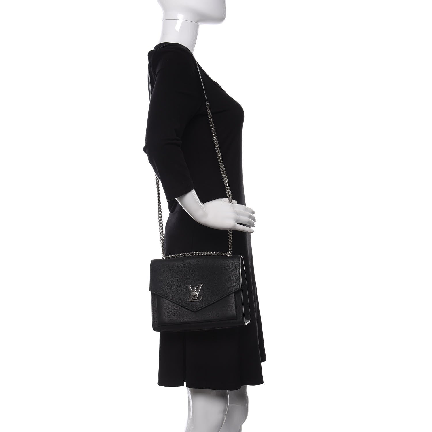 Louis Vuitton Soft Calfskin My Lockme Chain Bag BB Black 2 of 10