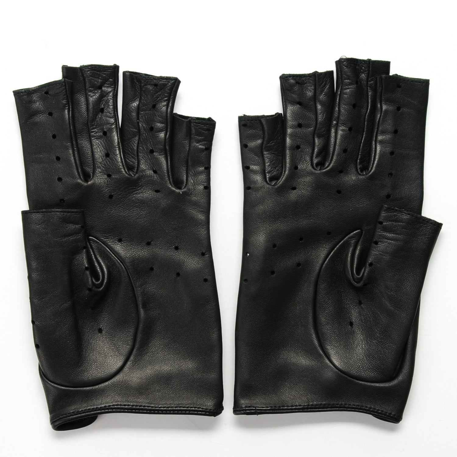 Chanel Lambskin Fingerless Gloves 7.5 Black 2 of 9