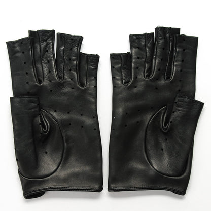 Chanel Lambskin Fingerless Gloves 7.5 Black 2 of 9
