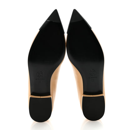 Chanel Lambskin Grosgrain Pointed Toe CC Ballet Flats 38 Beige Black 6 of 9