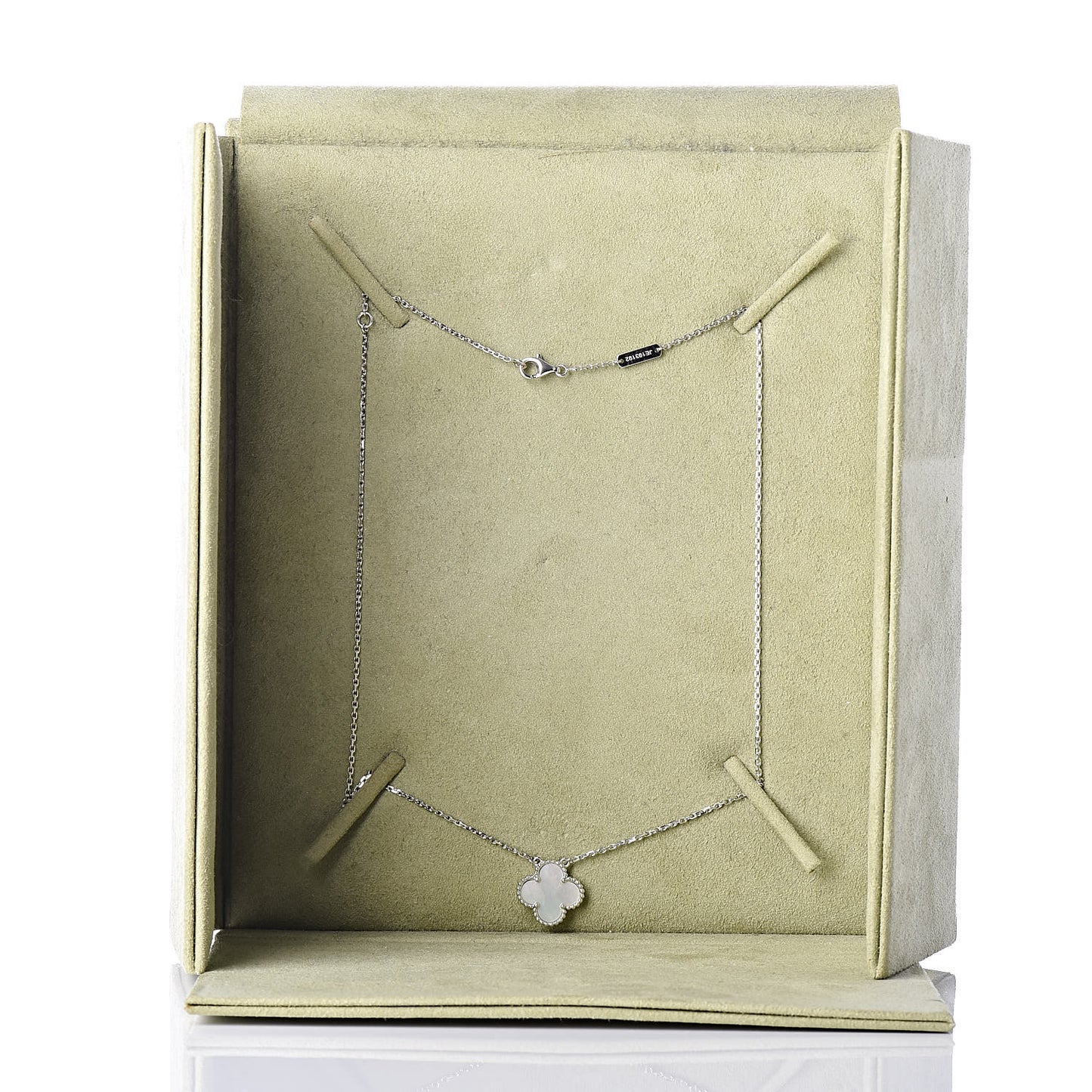 18K White Gold Mother of Pearl Vintage Alhambra Pendant Necklace