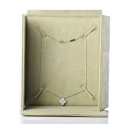 Van Cleef & Arpels 18K White Gold Mother of Pearl Vintage Alhambra Pendant Necklace 7 of 7