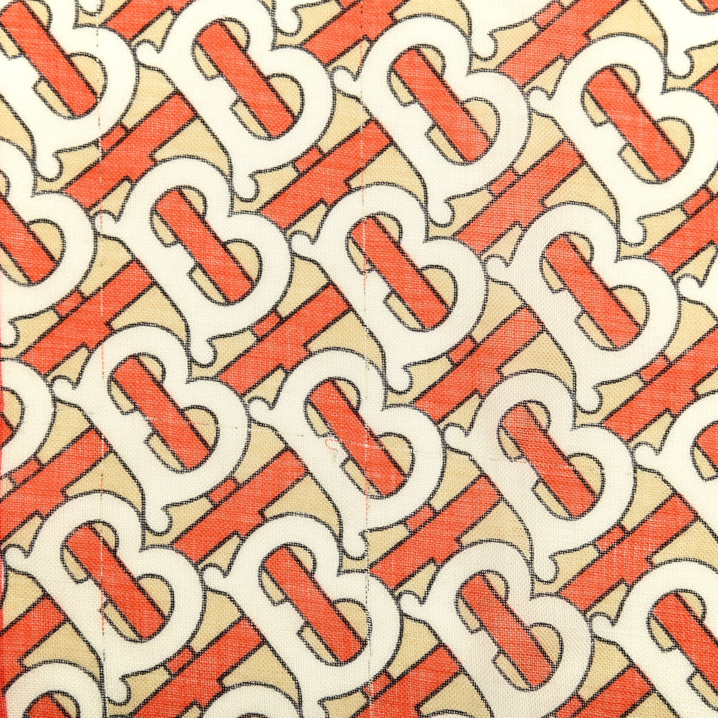 Wool Silk Icon Stripe Monogram TB Print Scarf Vermillion