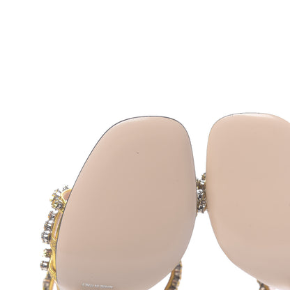Gucci Nappa Silk Crystal Bertie High Heel Sandals 36 Gold 8 of 9