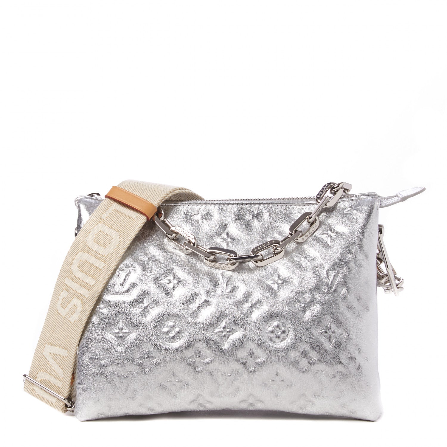 Louis Vuitton Metallic Lambskin Embossed Monogram Coussin PM Silver 1 of 9