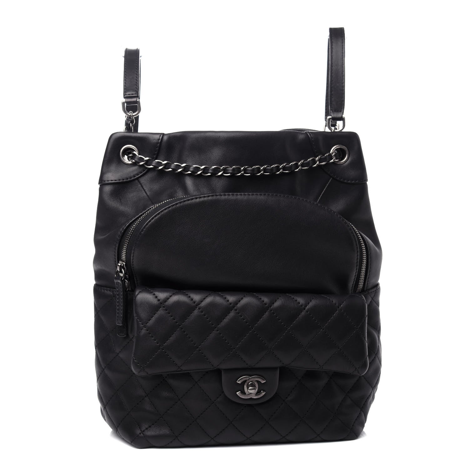 Chanel Metallic Lambskin Quilted Drawstring Backpack Black 1 of 10