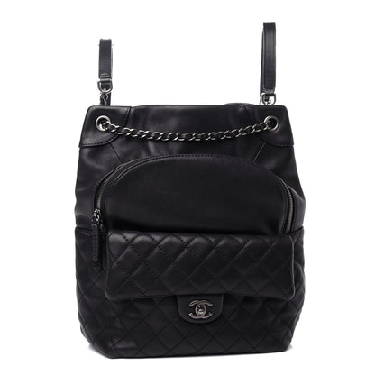 Chanel Metallic Lambskin Quilted Drawstring Backpack Black 1 of 10