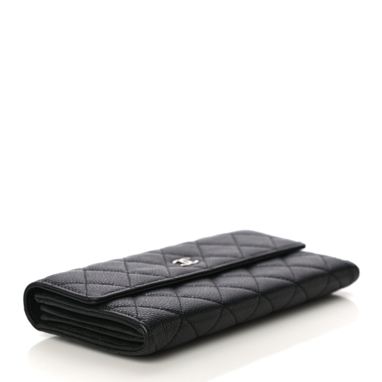 Chanel Caviar Quilted Large Gusset Flap Wallet Black 4 of 13
