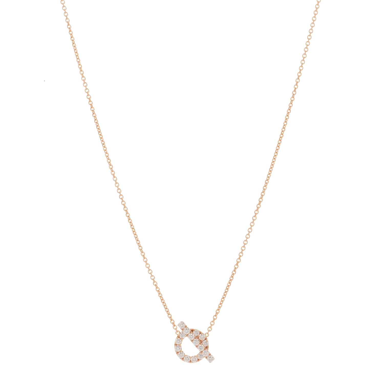 Hermes 18K Rose Gold Diamond Finesse Pendant Necklace 1 of 4