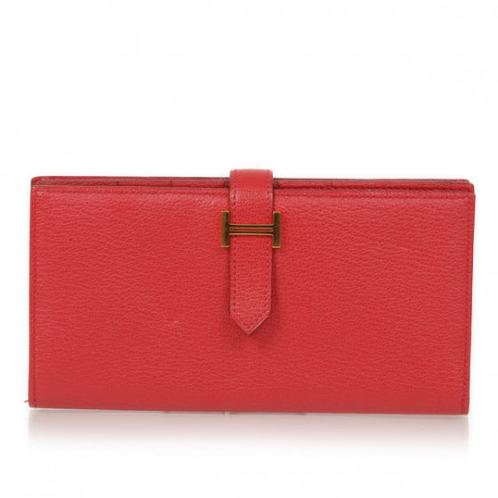 Chevre Bearn Wallet w Gusset Vermillion Red