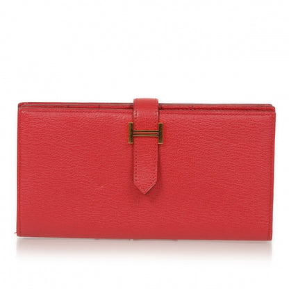 Hermes Chevre Bearn Wallet w Gusset Vermillion Red 1 of 13