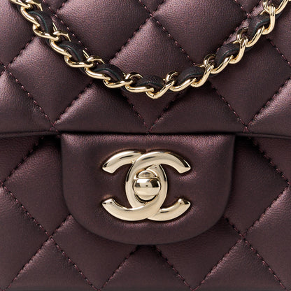 Chanel Iridescent Lambskin Quilted Mini Top Handle Rectangular Flap Burgundy 9 of 12