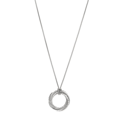 David Yurman Sterling Silver Pave Diamond 21mm Crossover Circle Necklace 2 of 3