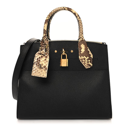 Louis Vuitton Taurillon Snakeskin City Steamer PM Black 1 of 11