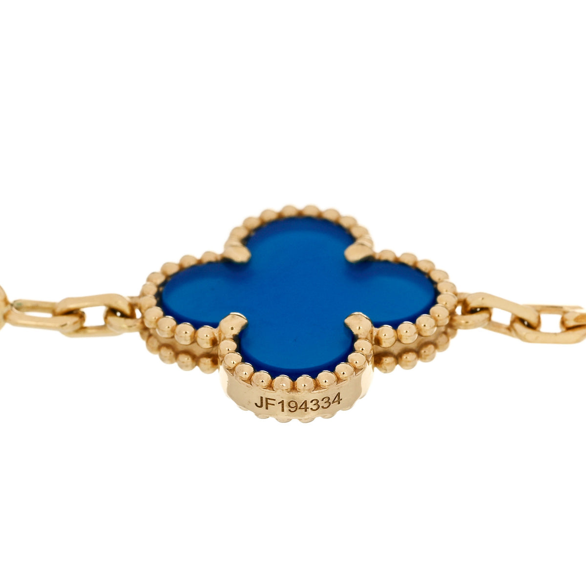 Van Cleef & Arpels 18K Yellow Gold Blue Agate 5 Motifs Vintage Alhambra Bracelet 4 of 5