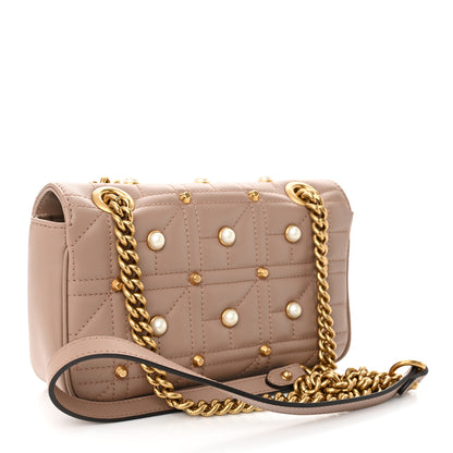 Gucci Calfskin Matelasse Studded Mini Pearly GG Marmont Shoulder Bag Porcelain Rose 3 of 10
