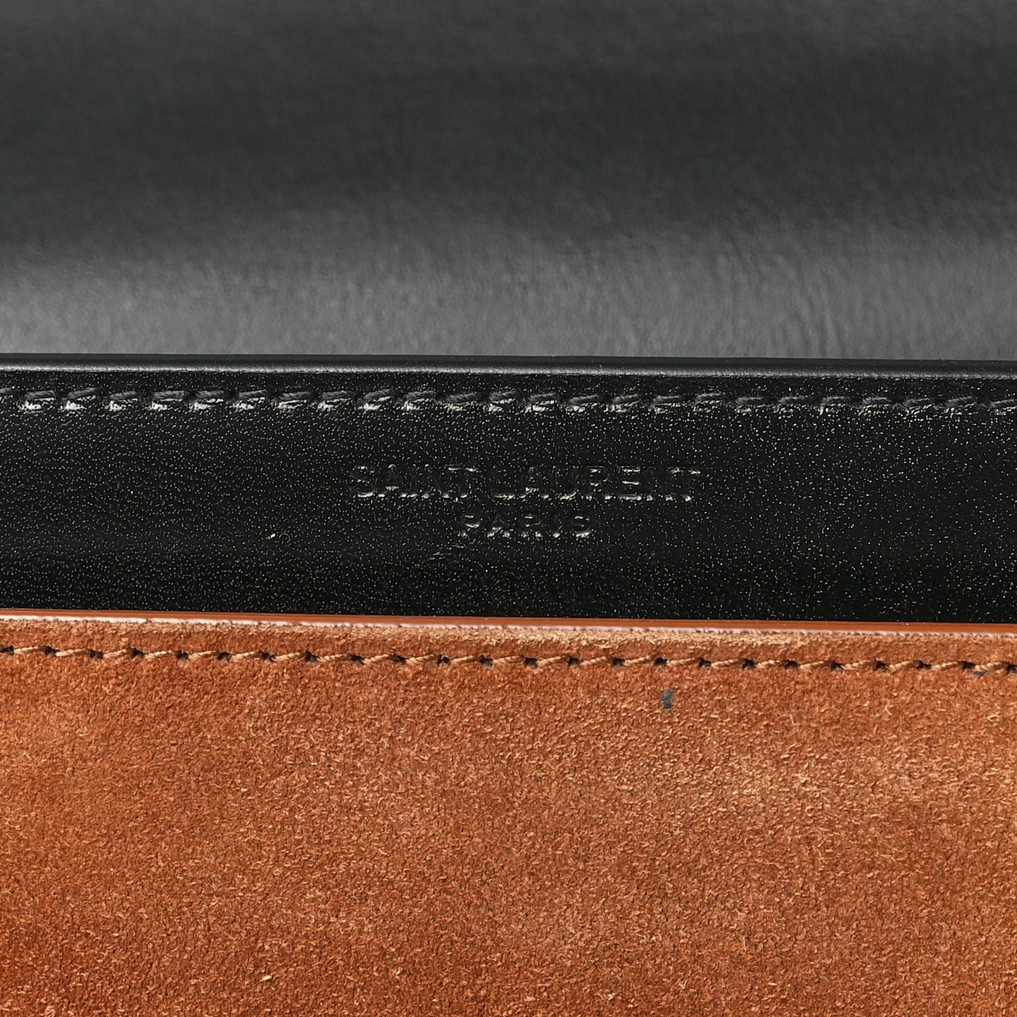 Calfskin Suede Medium Monogram Sunset Satchel Black Cinnamon