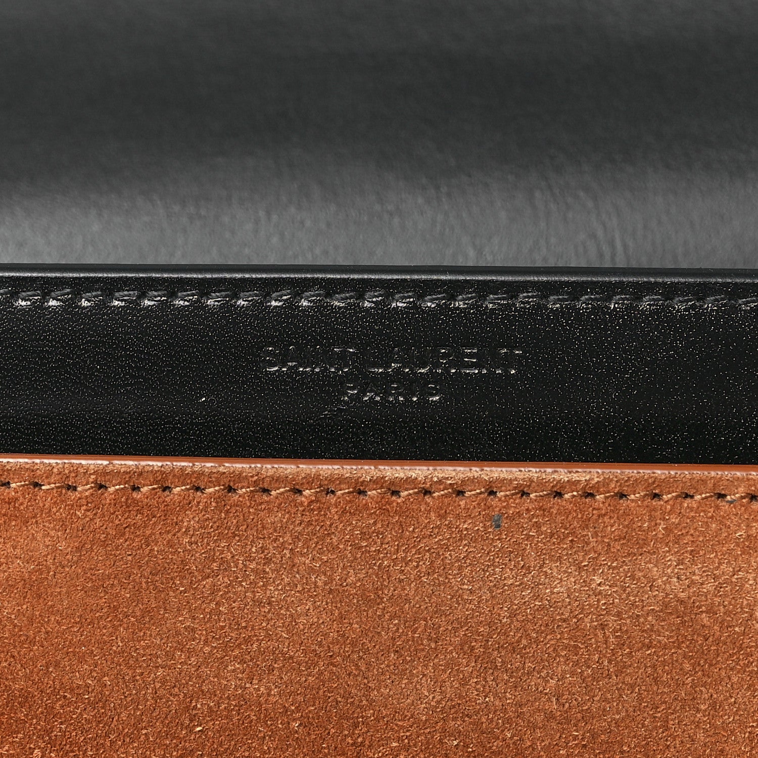 Saint Laurent Calfskin Suede Medium Monogram Sunset Satchel Black Cinnamon 7 of 12