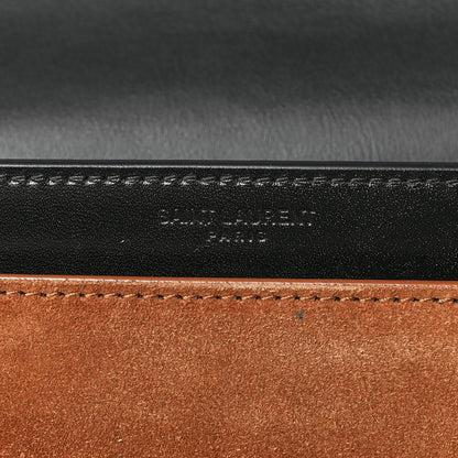 Saint Laurent Calfskin Suede Medium Monogram Sunset Satchel Black Cinnamon 7 of 12