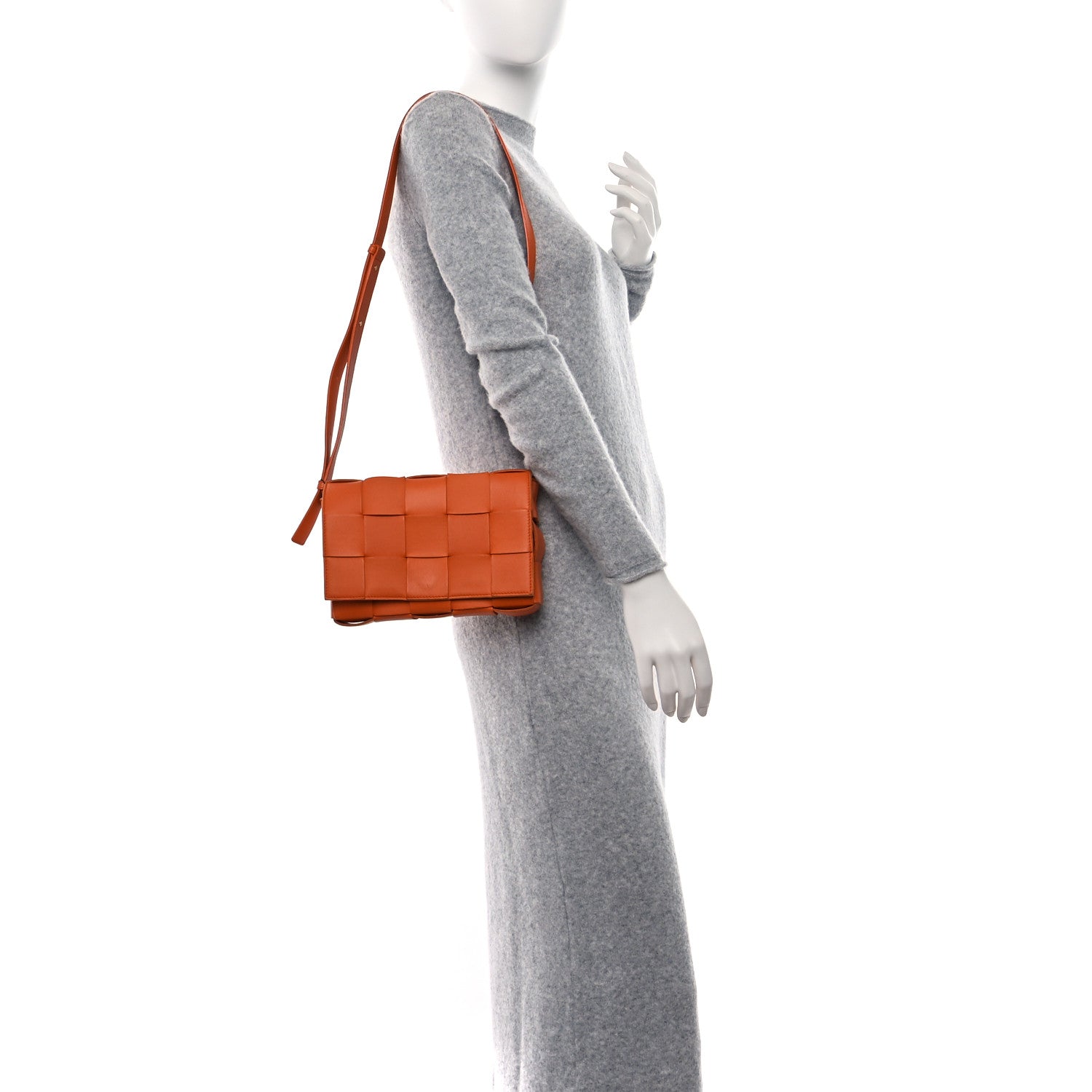 Bottega Veneta Lambskin Maxi Intrecciato Cassette Crossbody Bag Orange 2 of 12