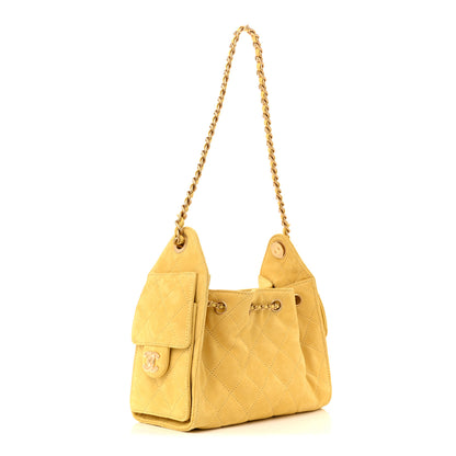 Chanel Suede Quilted Mini Chanel 25 Handbag Yellow 4 of 19