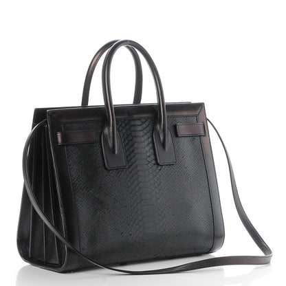 Saint Laurent Python Calfskin Embossed Small Sac de Jour Black 4 of 12