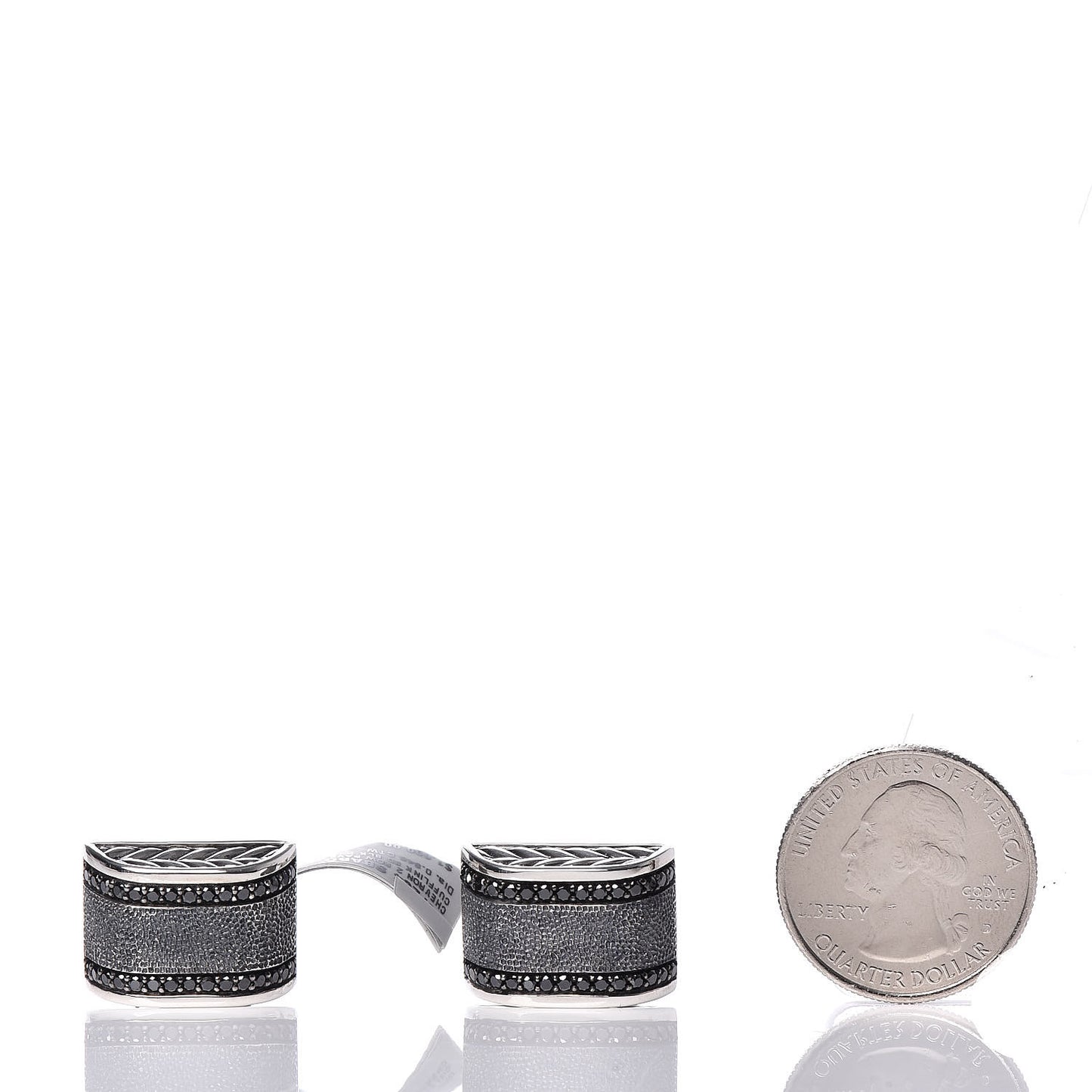 Sterling Silver Black Diamond Chevron Cufflinks