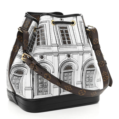 Louis Vuitton X FORNASETTI Calfskin Architettura Noe MM Black White 3 of 9