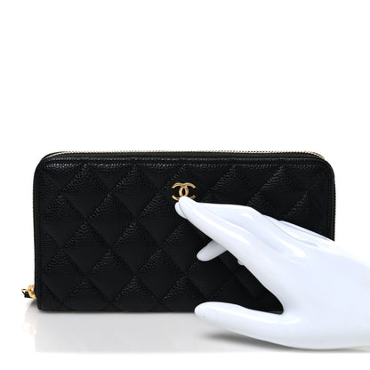 Chanel Caviar Quilted Large Gusset Zip Around Wallet Black 2 of 8