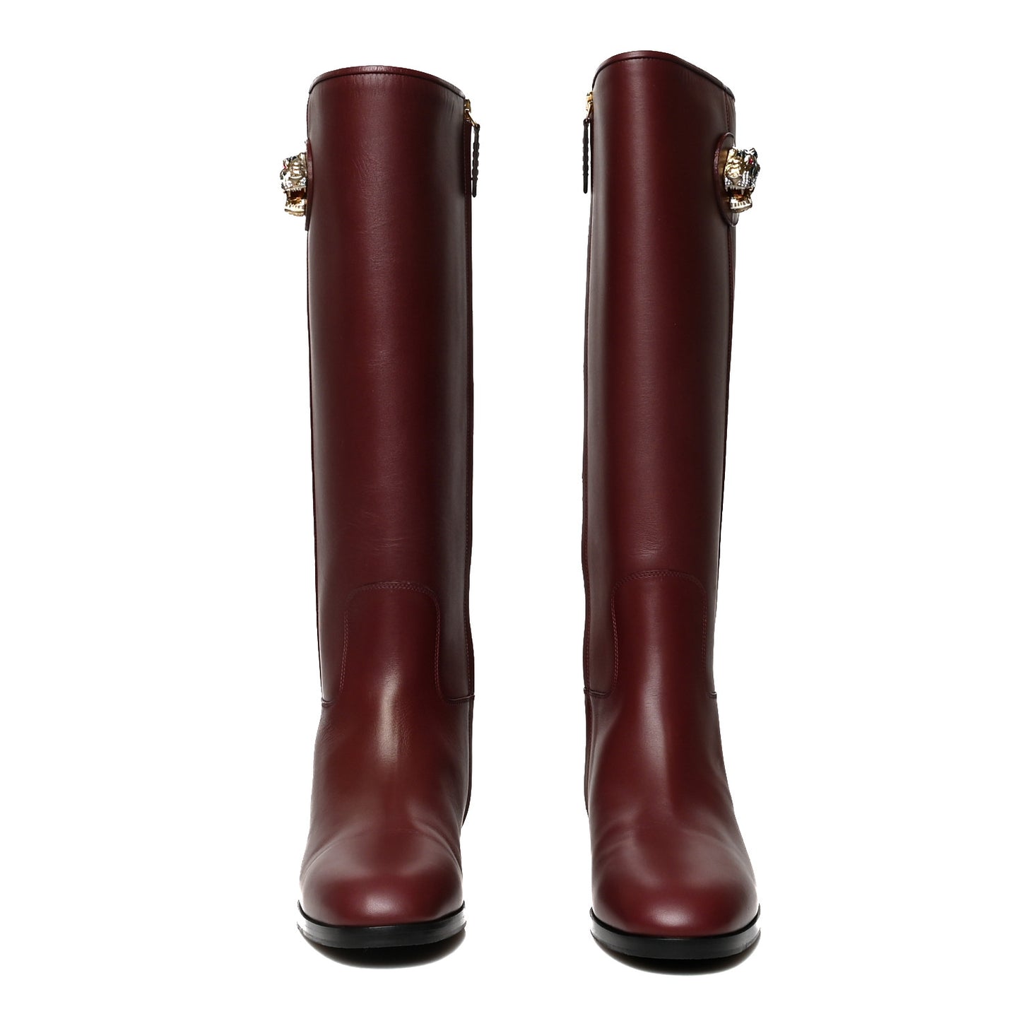 Calfskin Rajah Tall Boots 37.5 Burgundy