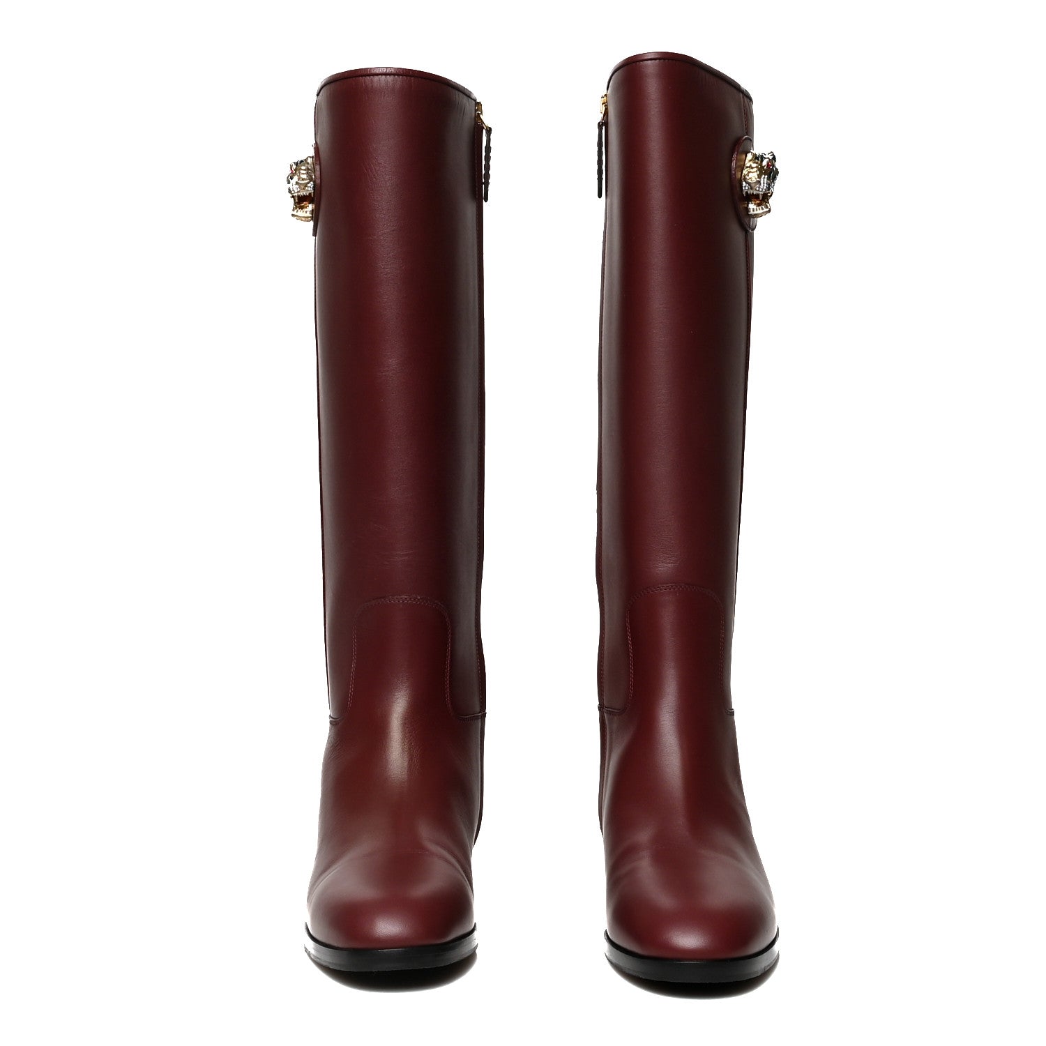 Gucci Calfskin Rajah Tall Boots 37.5 Burgundy 2 of 8