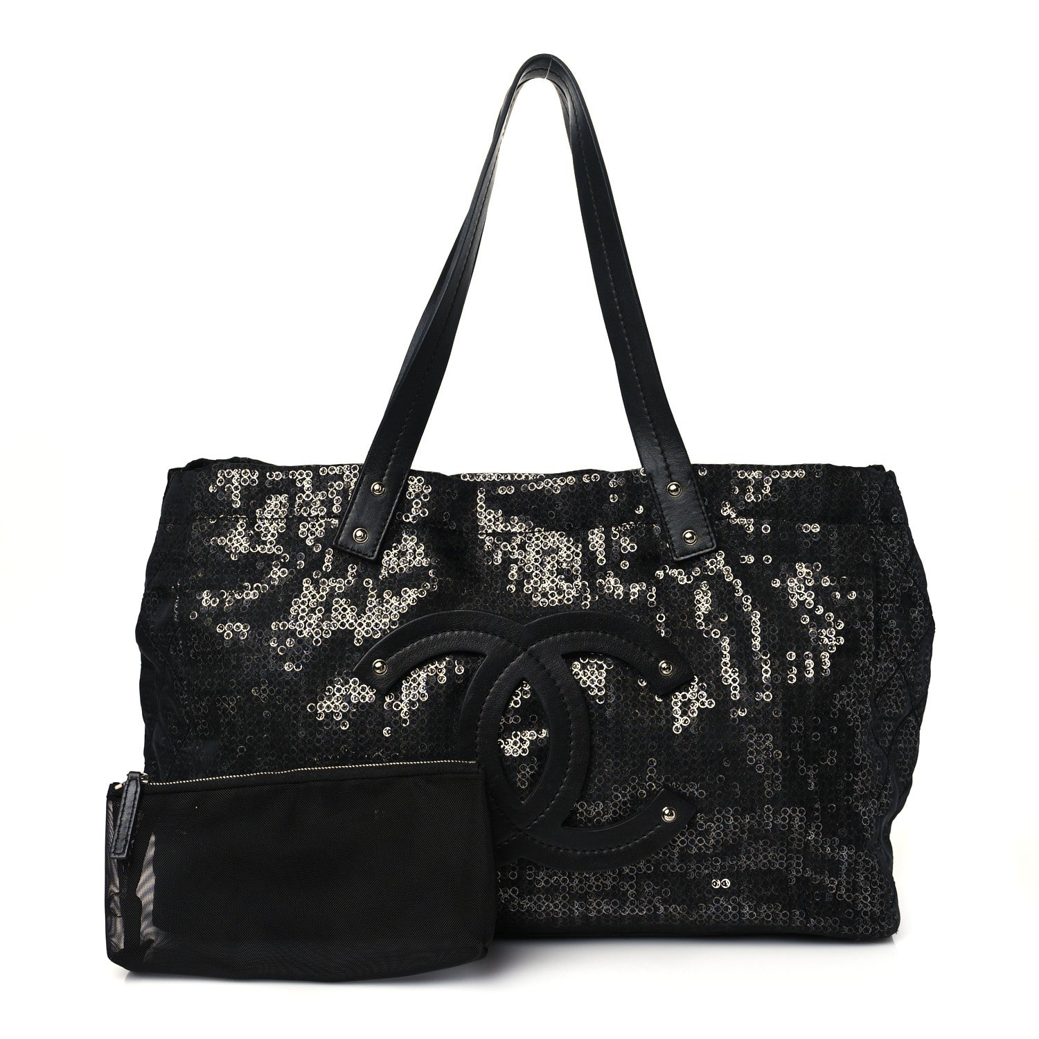 Chanel Calfskin Mesh Hidden Sequin CC Tote Black 1 of 10